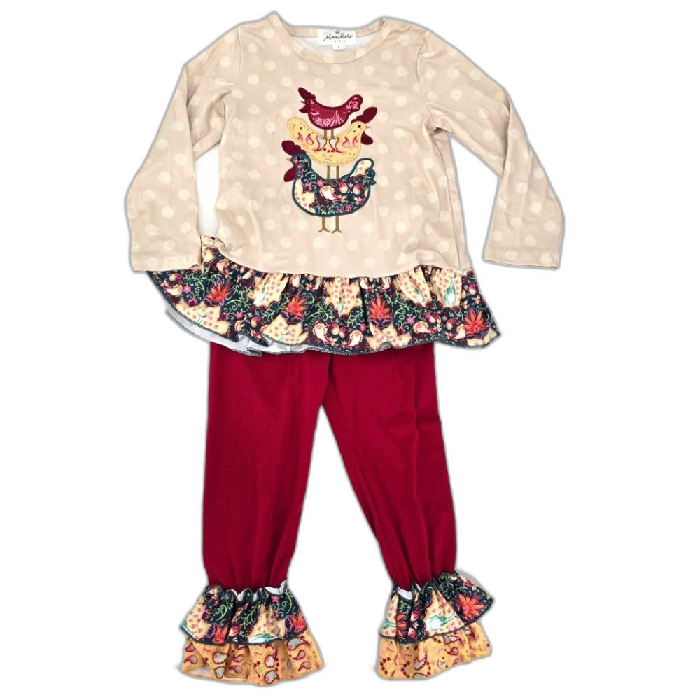 Marie Nicole Chicken Ruffle 2 Piece Outfit Size 4